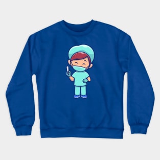 Cute nurse with injection cartoon Crewneck Sweatshirt